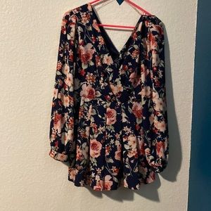 Blue floral romper